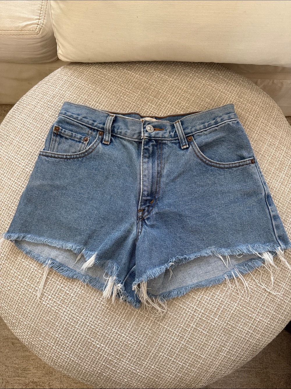 Levi's Light Blue Frayed Hem Denim Shorts size 6